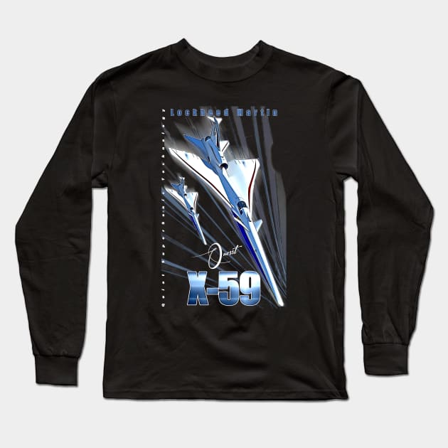 Lockheed Martin X-59 Quesst QueSST Supersonic Aircraft Long Sleeve T-Shirt by aeroloversclothing